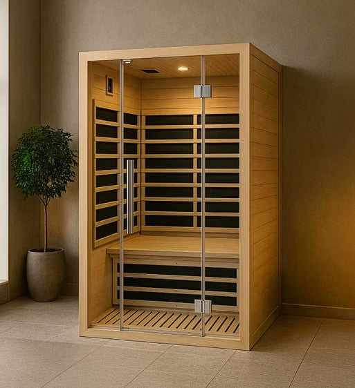 Infrared sauna room with glass front Fiera 200 model